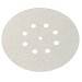 Round sanding paper disc with seven evenly distributed holes.