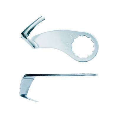 Metal key with a serrated end and gear-like opening, used for opening containers or as a multi-purpose tool.