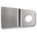 Metallic component with a rectangular shape and a circular hole on the right side, likely part of a larger mechanism.