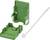 Green plastic enclosure with a removable lid and cable tie, commonly used for cable management or protection.