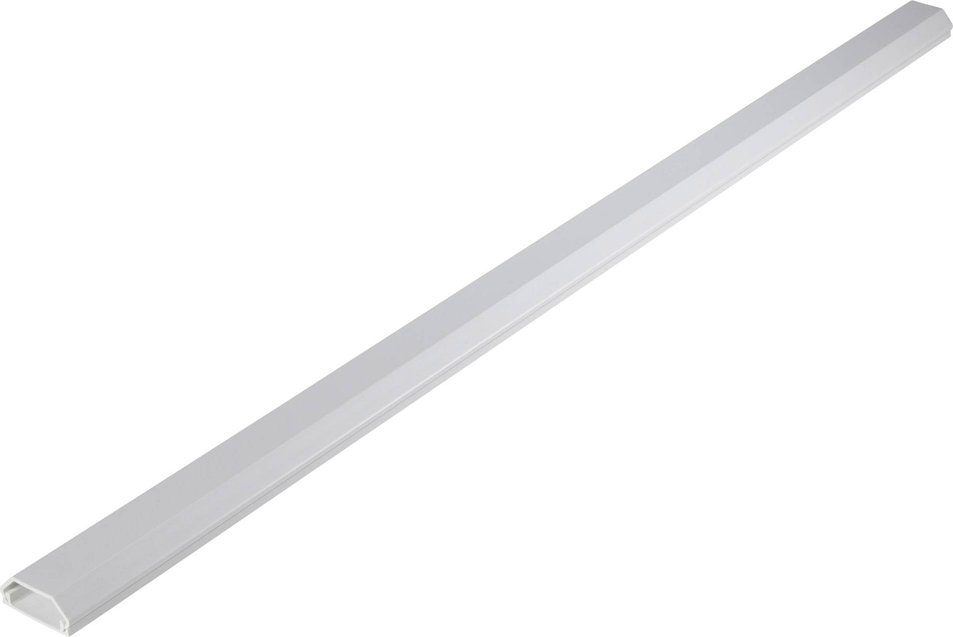 A long, narrow piece of white cable trunking, designed for neatly concealing cables on the wall or floor.