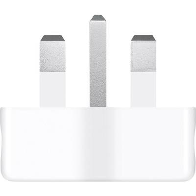 Three-pin plug adapter, rectangular in shape, with three flat, rectangular metal pins, typically used for British electrical sockets.