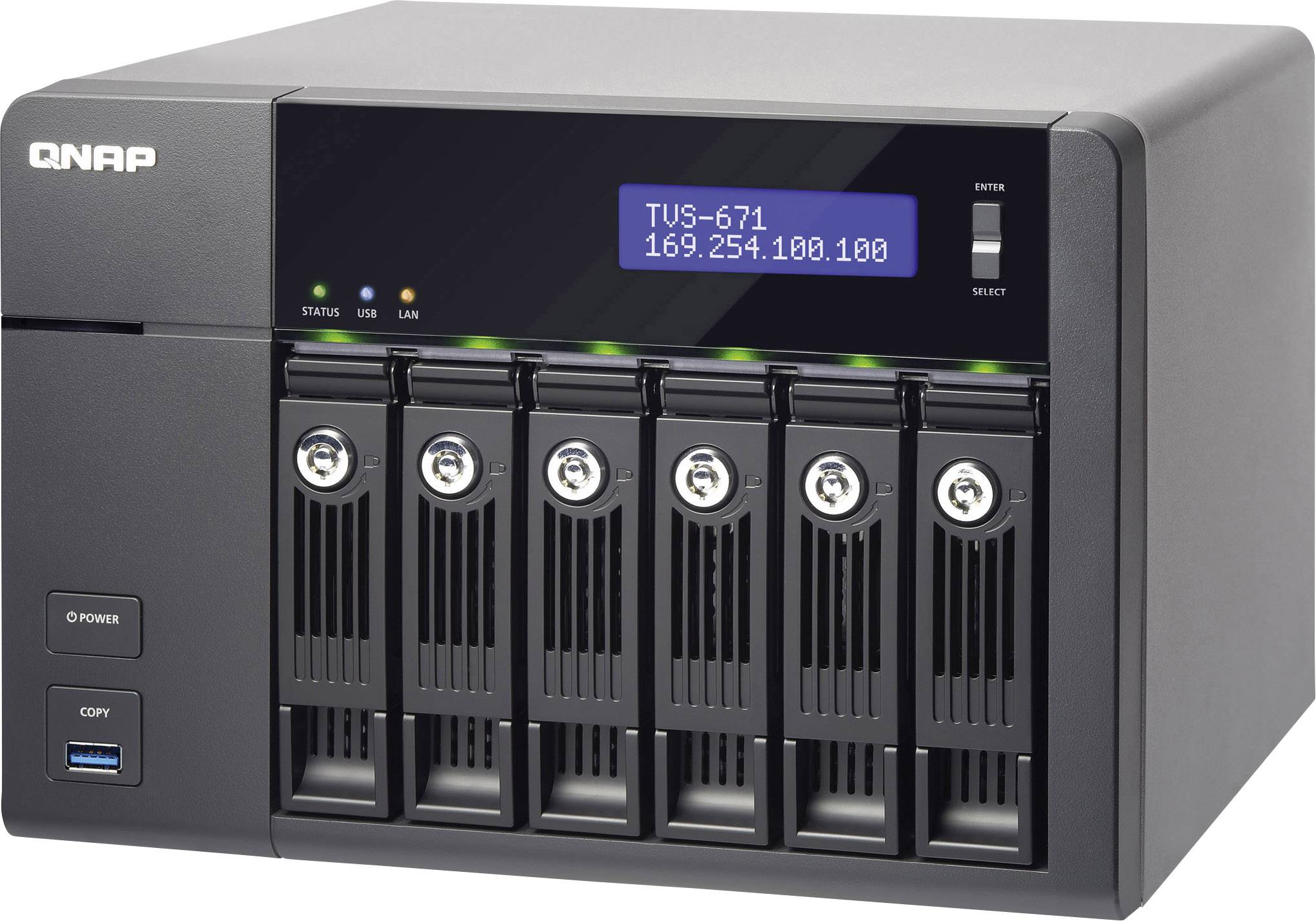 Сетевой накопитель qnap tvs-671-i3-4g 6 отсека для hdd, hdmi-порт. двухъядерный intel core i3-4150 3.5ghz, 4gb ram. (4712511126600)