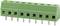 Green 8-pin connector with metallic pins on the underside, used for connecting electrical wires in devices.