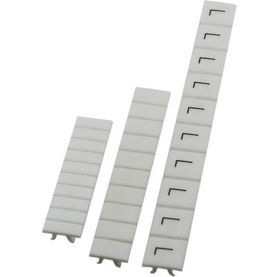 Three white plastic strips with notches, arranged in descending size, designed for electrical cable management.