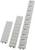 Three white plastic strips with black L-shaped markings, arranged in descending order.