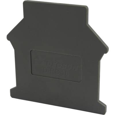 Grey plastic end cap with 'Degson D-PC 16' printed on it, rectangular in shape with rounded edges, used for electrical connections.