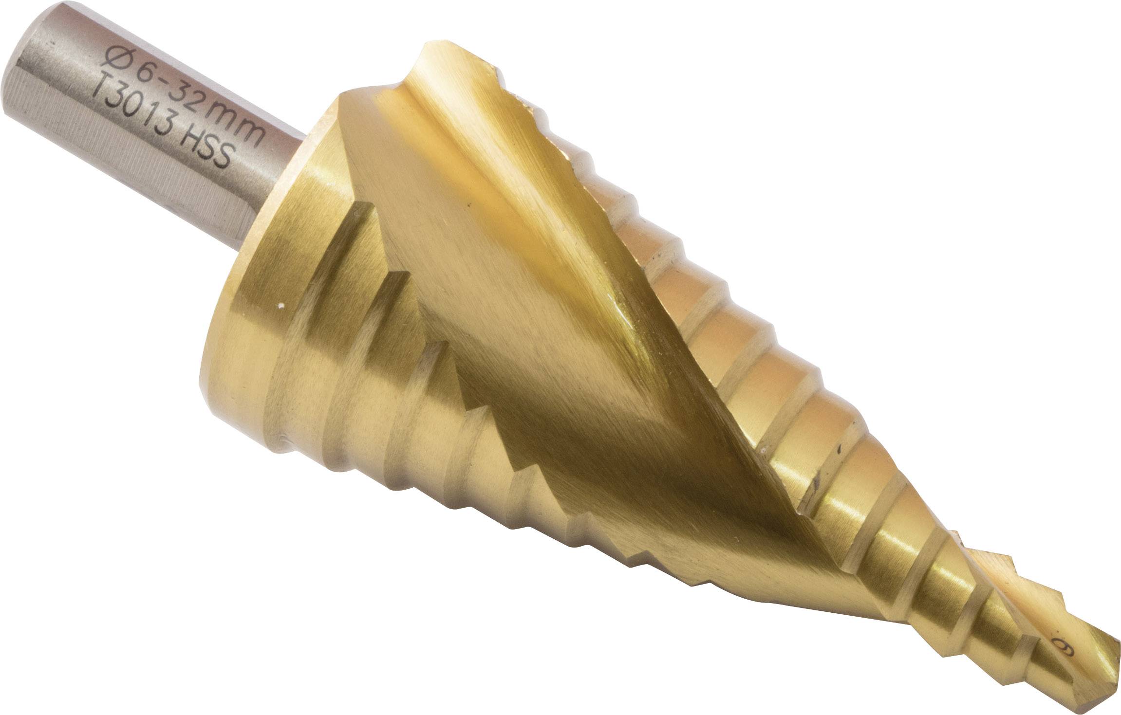 C.K T3013 HSS Step drill bit 6 - 32 mm TiN Total length 91 mm Triangular shank 1 pc(s)