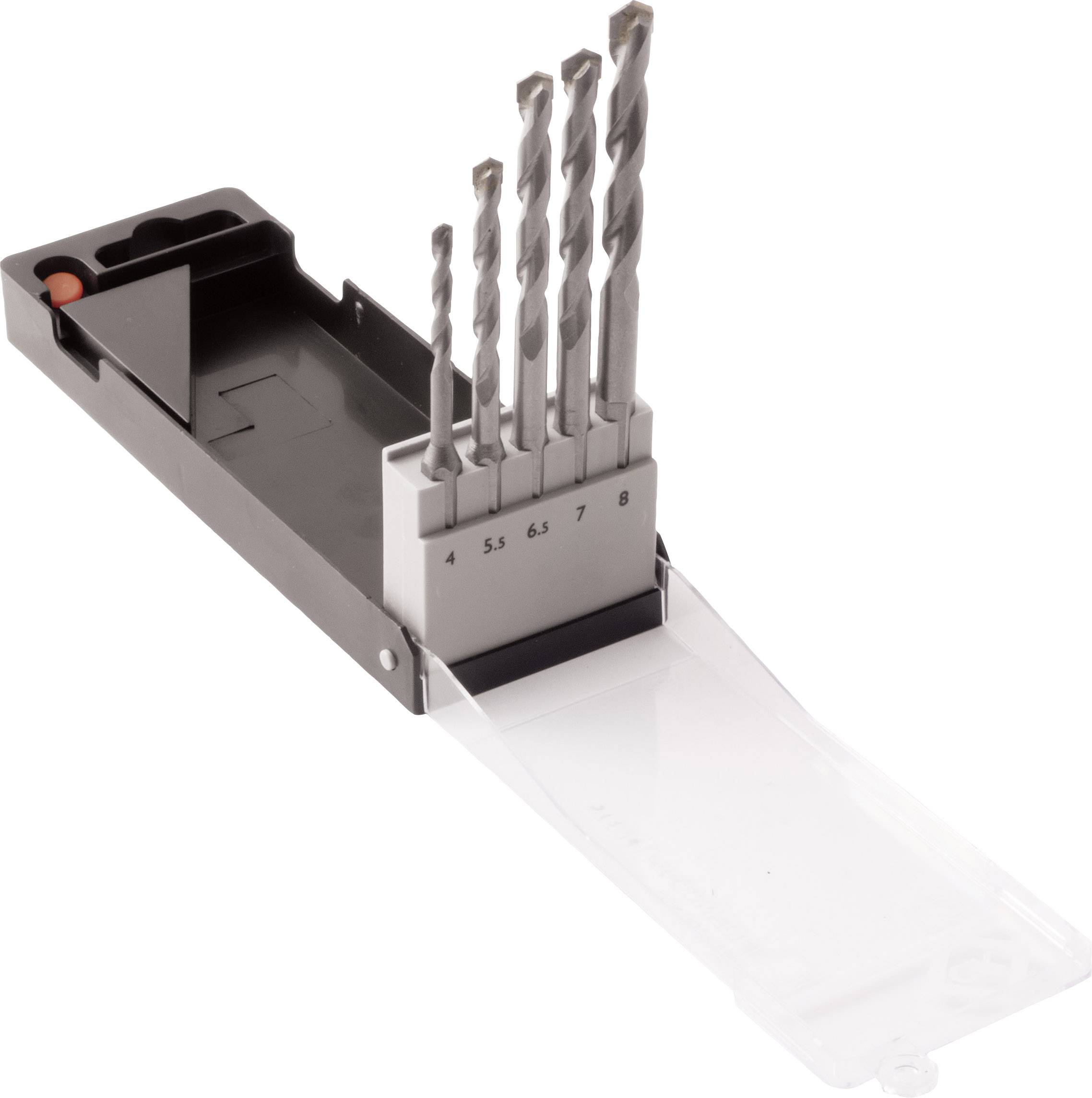 C.K T3112 Tungsten carbide Masonry twist drill bit set 5-piece 4 mm, 5.5 mm, 6.5 mm, 7 mm, 8 mm Hex shank 1 Set
