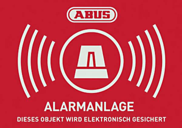 ABUS AU1423 Warning label Alarm secured Languages German (W x H) 74 mm x 52.5 mm