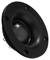A black loudspeaker driver with a curved membrane, suitable for audio applications and sound reproduction.