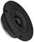 Black loudspeaker tweeter in a round shape, secured with multiple screws, with a centrally positioned membrane element.