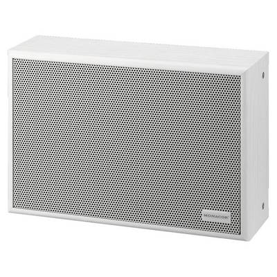 A rectangular, white speaker with a fine grille, 'Monacor' brand name in the corner, suitable for wall mounting.