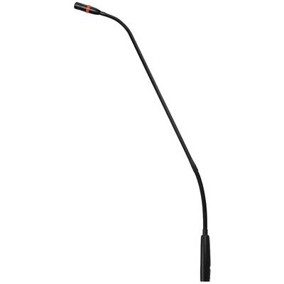 A long, flexible swan neck microphone that is suitable for adjusting and positioning, often used during speeches or presentations.