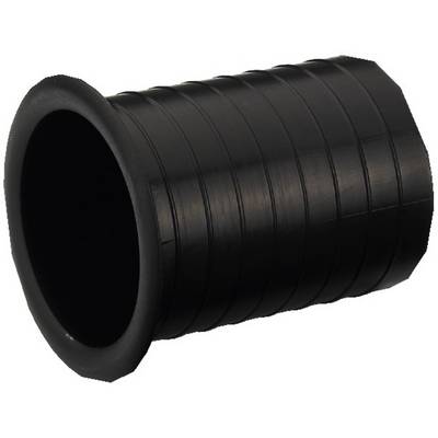 A black rubber bung with grooves, cylindrically shaped. Ideal for sealing openings in technical or industrial applications.