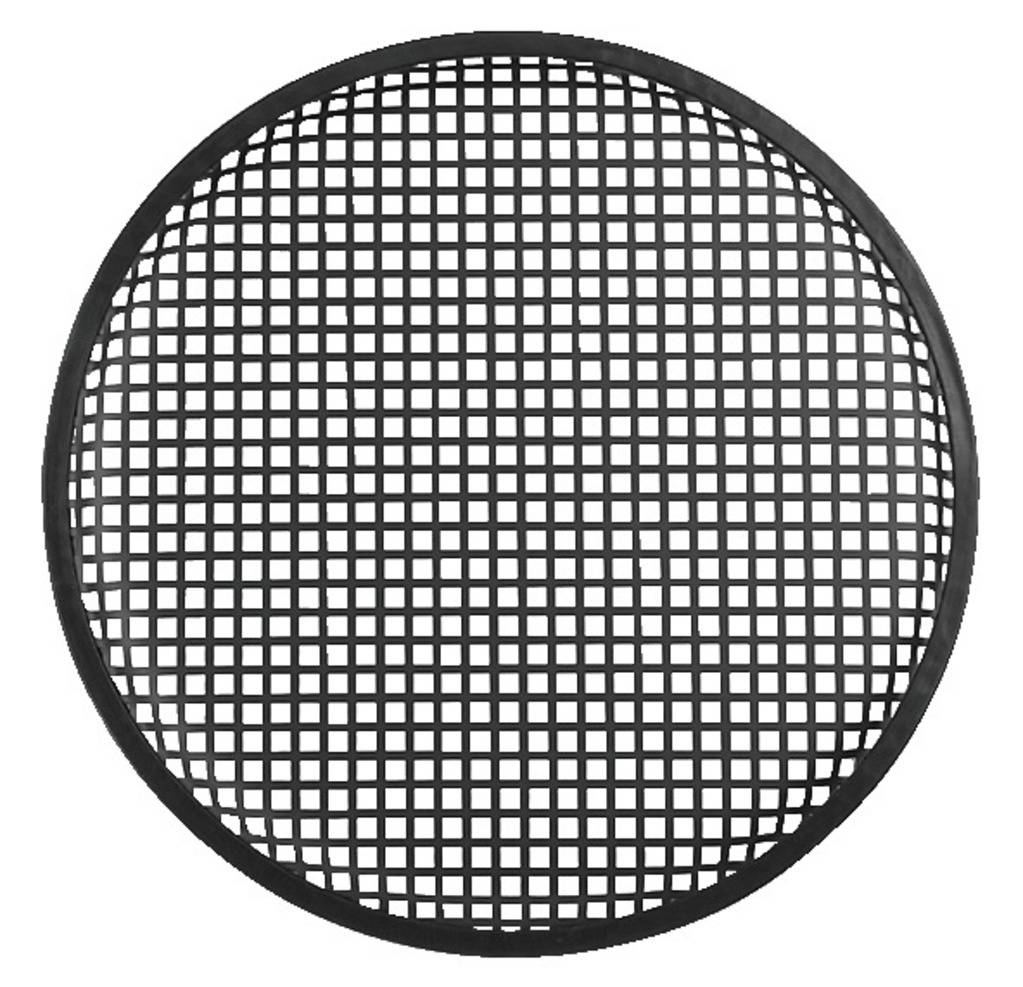 Round metal grid with a uniform square pattern, commonly used as a pizza tray for even baking.