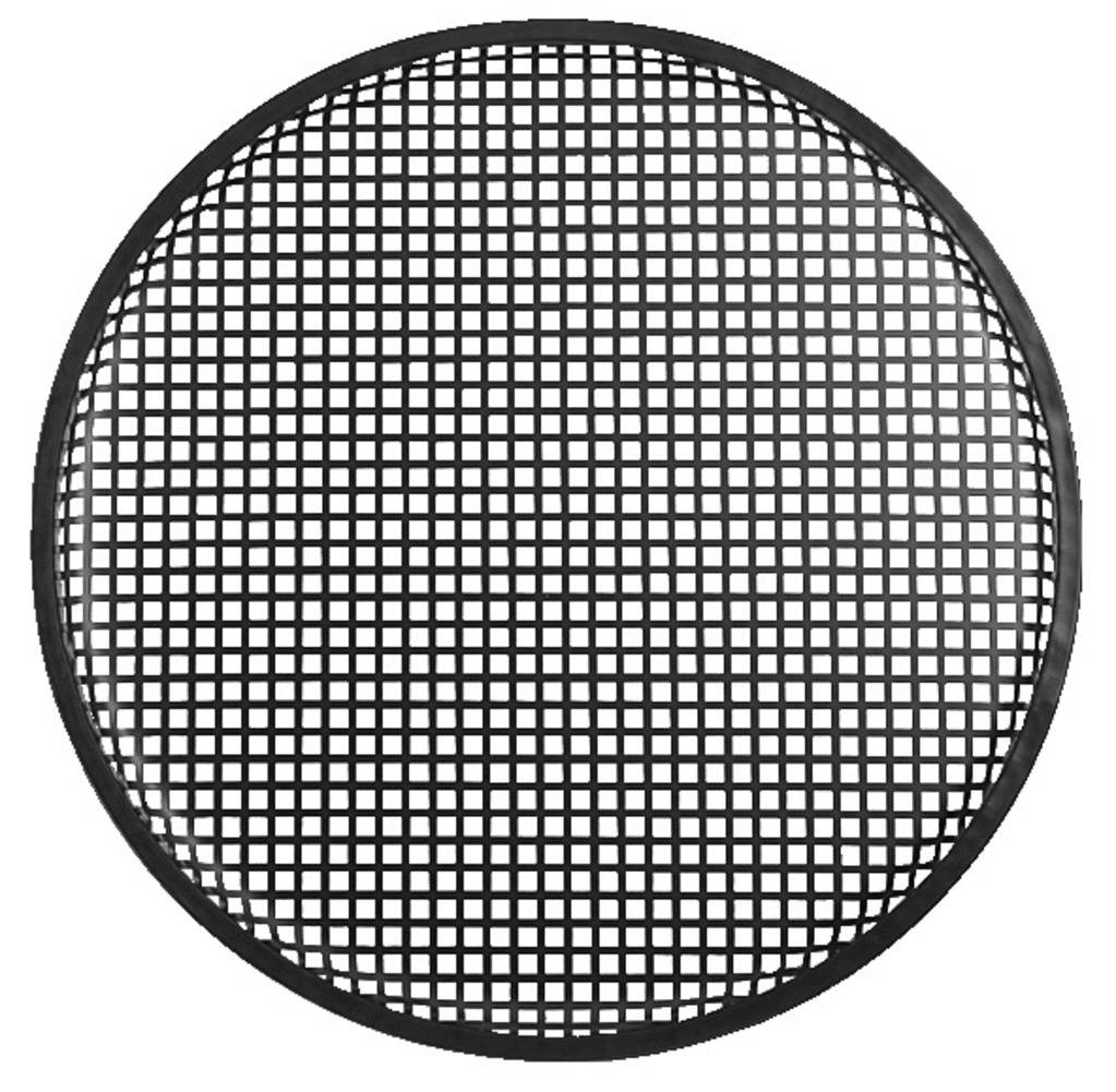 Round sieve with a uniform, grid-like pattern, used for filtering or sifting materials.