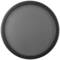 Round speaker cover with fine mesh pattern, black border.