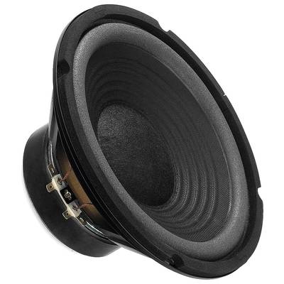A black speaker in close-up, pointing downwards to the right. The membrane with its ribbed structure is visible.
