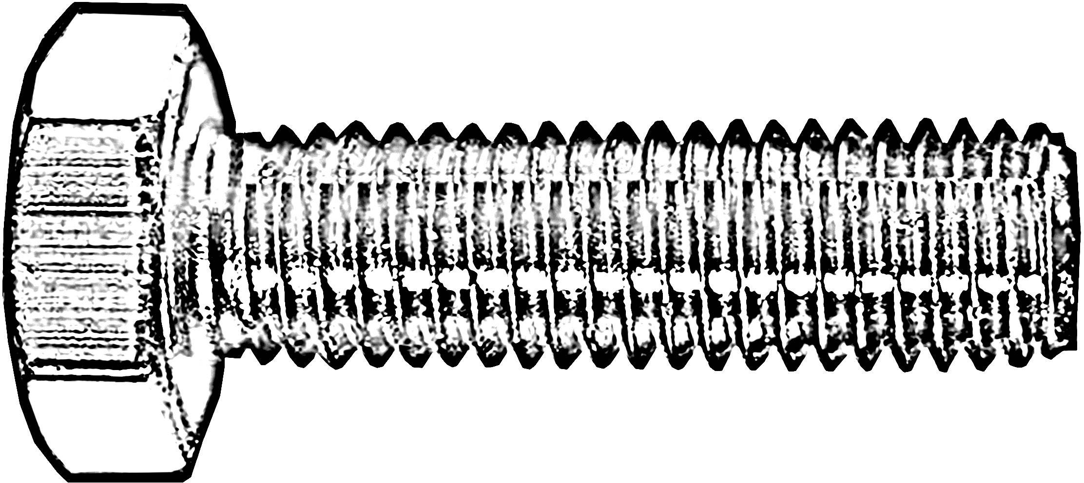 'Black and white drawing of a hexagonal bolt'