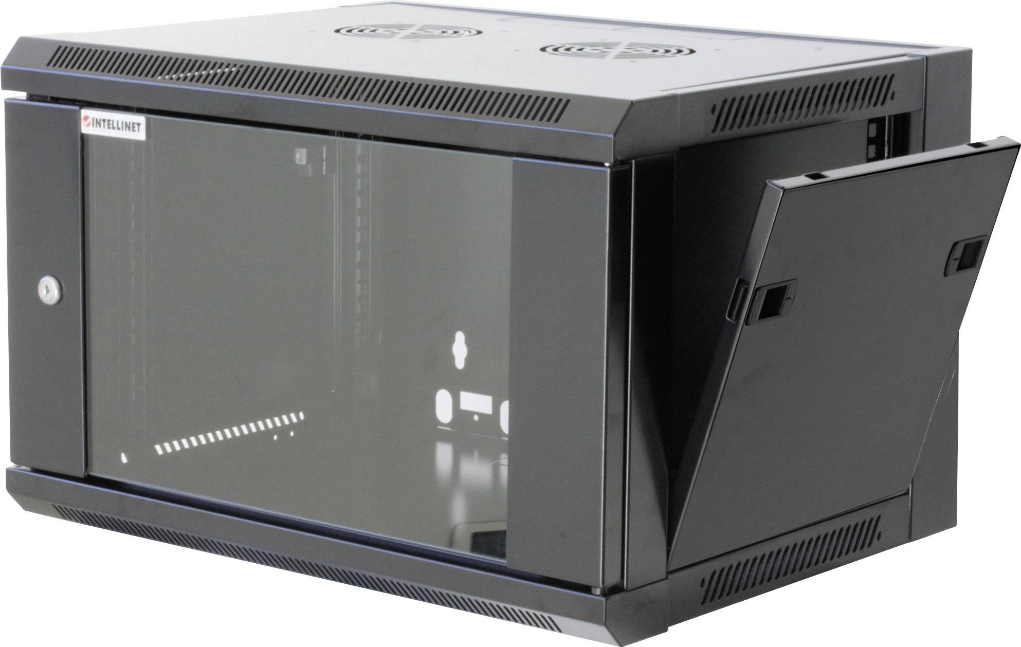 Intellinet 711715 19" wall cabinet (W x H x D) 570 x 370 x 450 mm 6 U Black (RAL 9005)