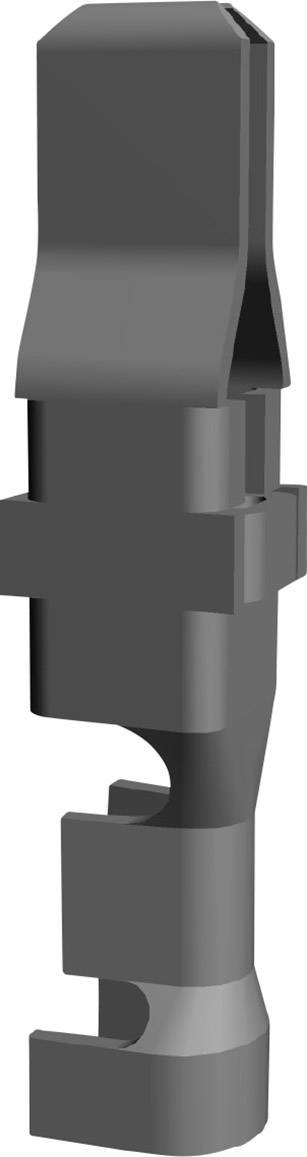 Dark grey mechanical component with multiple stages and notches, likely part of a larger machine or device system.
