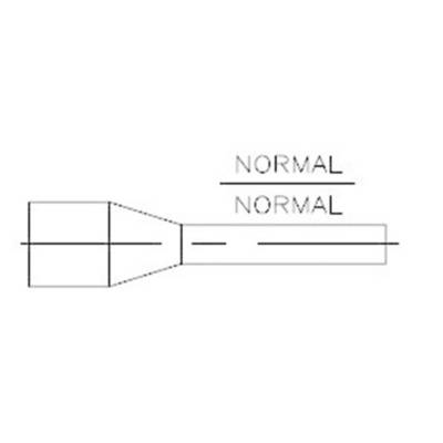 Technical drawing of a conical object labelled 'NORMAL'. Shows cross-sectional profile and proportionally accurate dimensions.