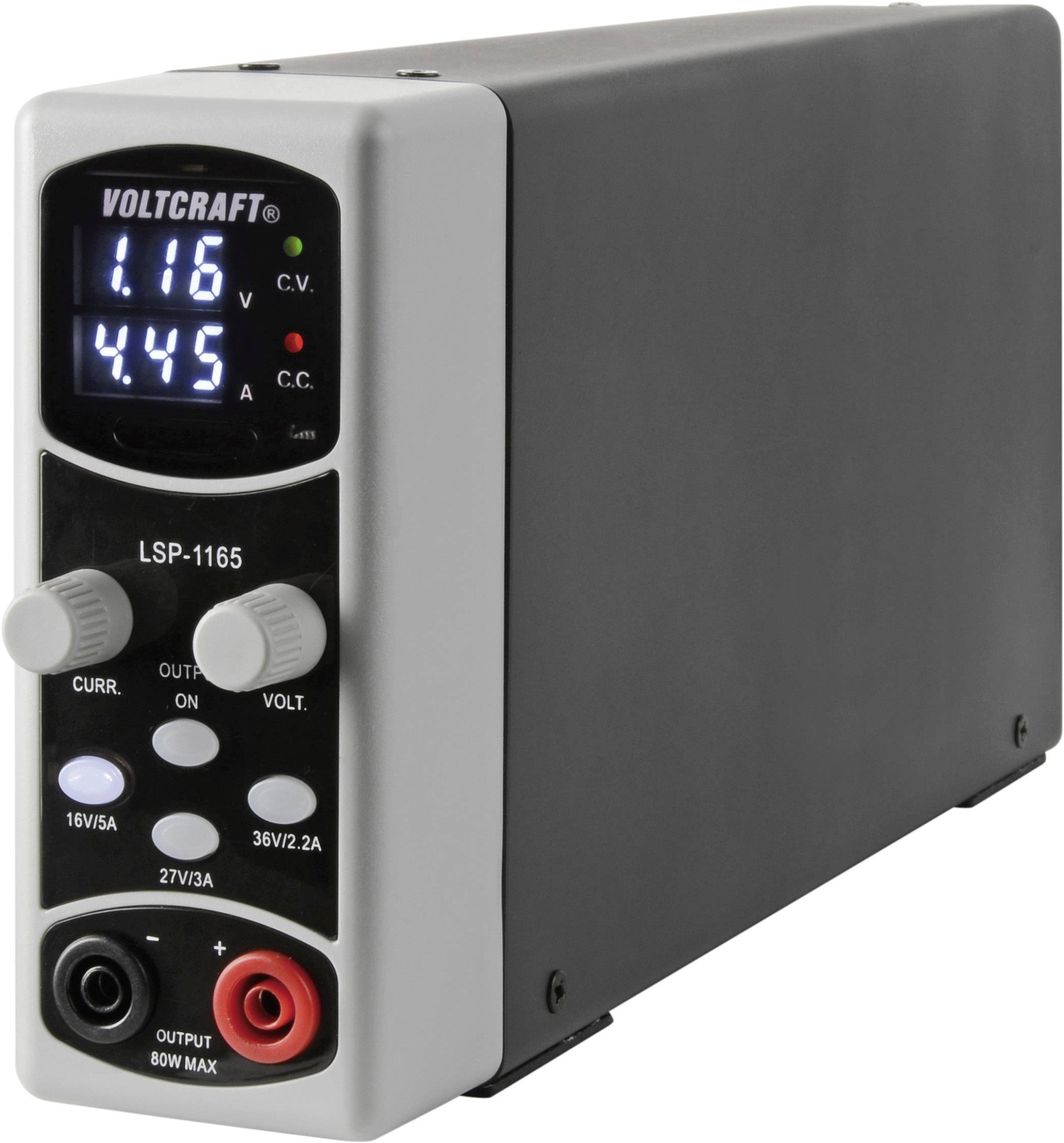 VOLTCRAFT LSP-1165 Bench PSU (adjustable voltage) 0.1 – 36 V DC 0.01 – 5 A 80 W slim type No. of outputs 1 x