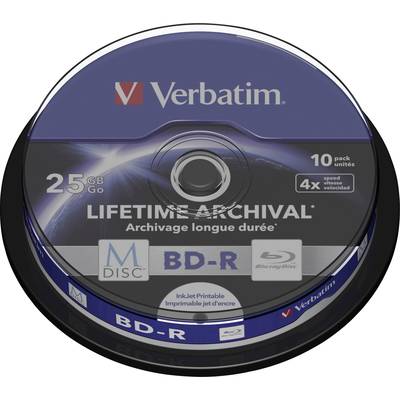 Verbatim 43825 Blank M-Disc Blu-ray DVD 25 GB 10 pc(s) Spindle Printable