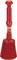 Red plunger with ridged handle and stepped design for improved suction performance, a typical cleaning tool for drains.