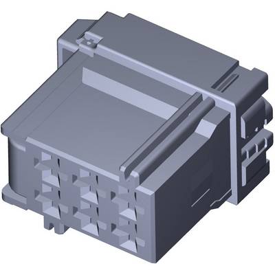 A grey, rectangular plastic plug with multiple connection openings and side mounting clips.
