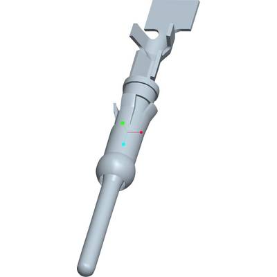 '3D model of a technical component with axis markers in red, green, and blue, indicating spatial orientation.'