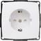 A white, square socket, pictured head-on. Suitable for Schuko plugs in European households.