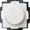 A white light switch in a square metal mounting is shown.