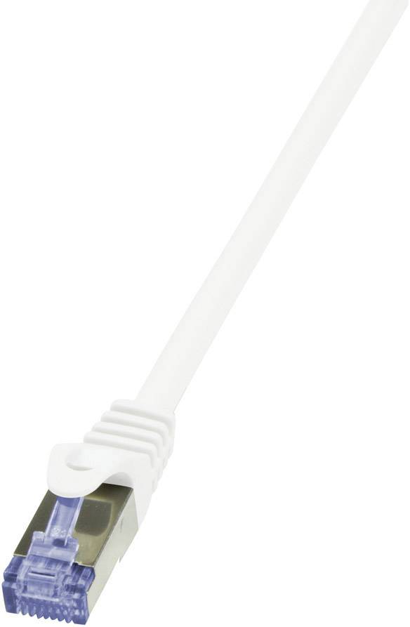 LogiLink CQ4021S RJ45 Network cable, patch cable CAT 6A S/FTP 0.50 m White gold plated connectors, Flame-retardant, incl. detent 1 pc(s)