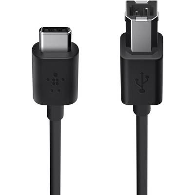 Belkin USB cable USB 2.0 USB-B plug, USB-C® plug 1.80 m Black Flame-retardant F2CU035bt06-BLK