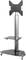 A mobile TV mount with adjustable bracket, shelf and castors for flexible positioning.