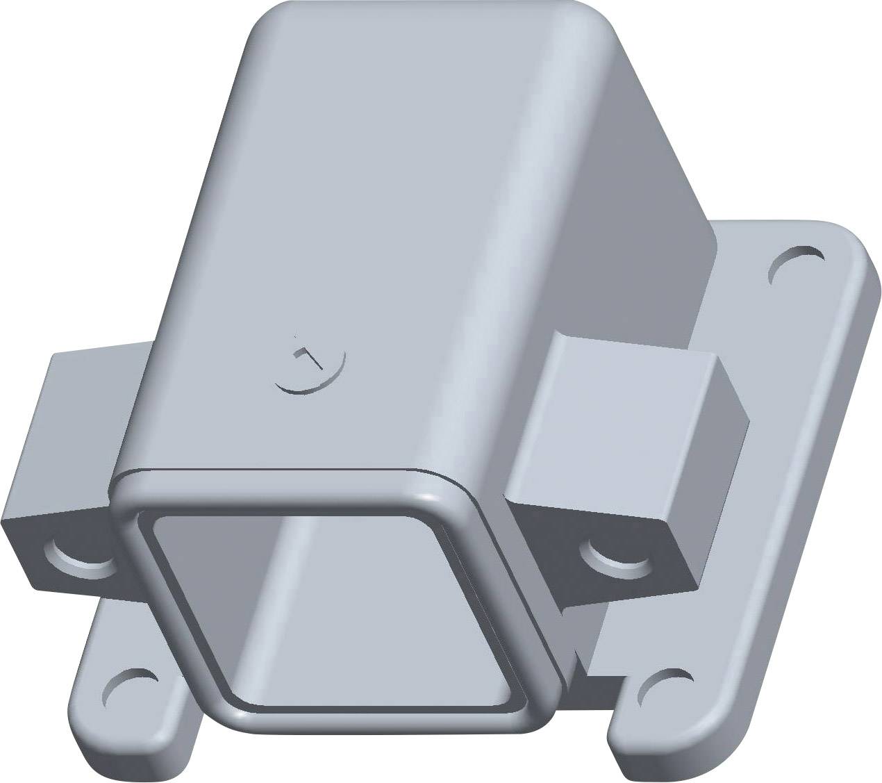 Grey, rectangular 3D component with rounded corners and two side L-shaped mounting brackets, presumably for installation.