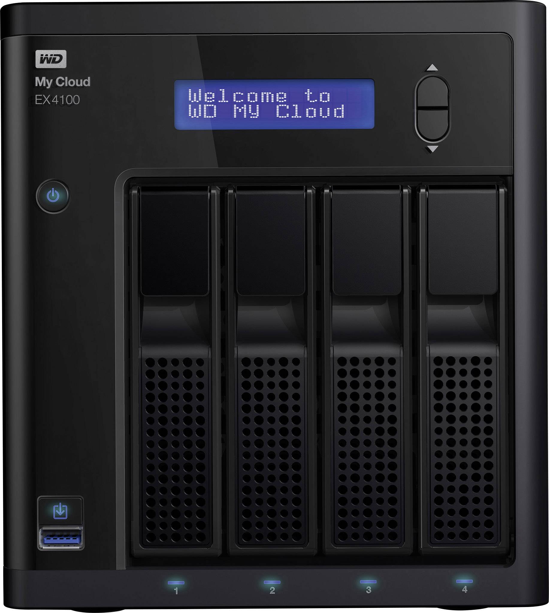 WD My Cloud™ EX4100 NAS server 8 TB 4 Bay built-in Western Digital RED, Built-in display, Business Cloud WDBWZE0080KBK-EESN