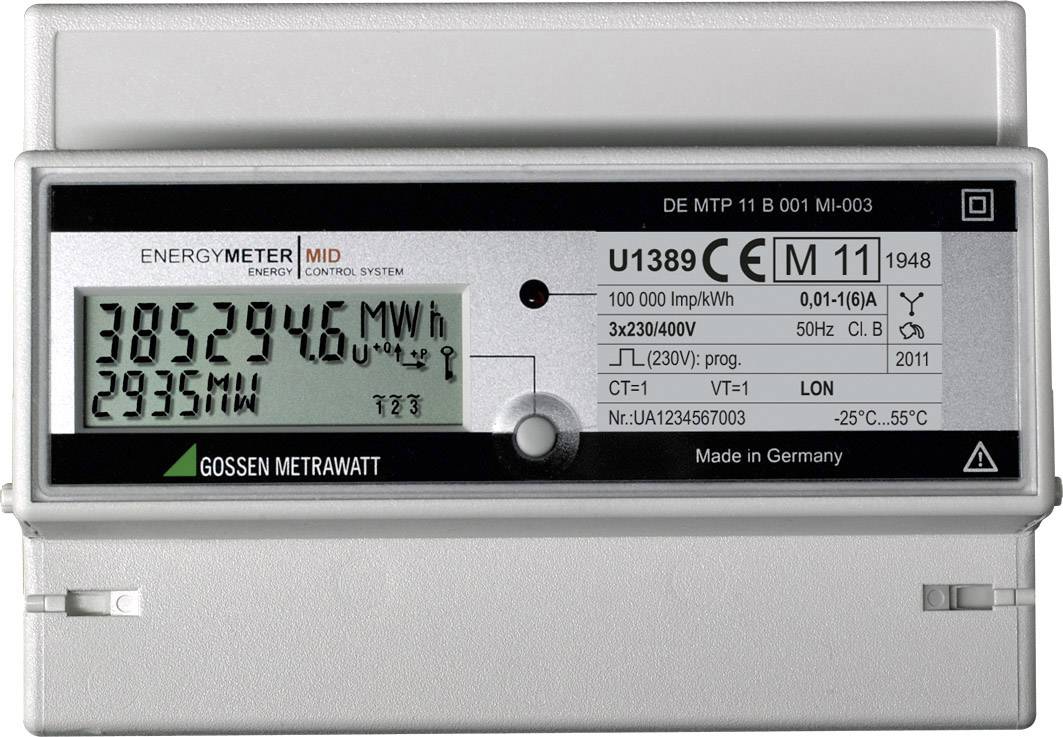 Gossen Metrawatt U1389-V013 U1389-V013 Electricity meter (3-phase) incl. converter jack Digital 5 A MID-approved: Yes 1 pc(s)