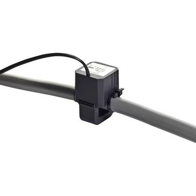 A current sensor is clamped around a grey cable.