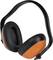 An orange and black ear defender headset with padded ear cups, suitable for noise protection in loud environments.