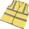 Yellow high-visibility safety vest with reflective grey stripes, which enhance visibility.