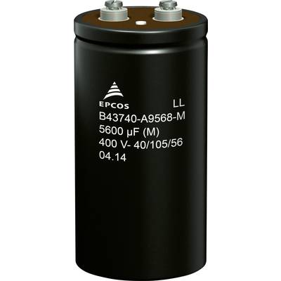Black cylindrical capacitor with the inscription 'EPCOS B43740-A9568-M 5600 μF (M) 400 V- 40/105/56 04.14'.