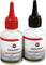 Two bottles of Toolcraft epoxy adhesive, one with a red lid and one with a black lid, each labelled as '5 Min. - Hardener' and '5 Min. - Resin'.