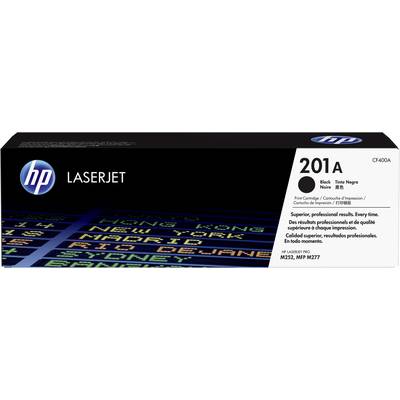 The packaging shows an HP LaserJet toner cartridge CF400A, Black, suitable for the M252 models and MFP M277.