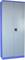 Metal cabinet with two doors and a central lock, coloured in grey and blue. Suitable for storing tools or files.