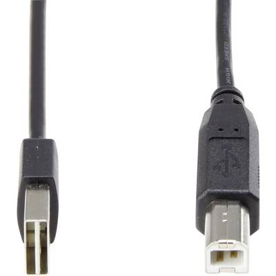 USB cable with rectangular USB-A plug and square USB-B plug at the ends.