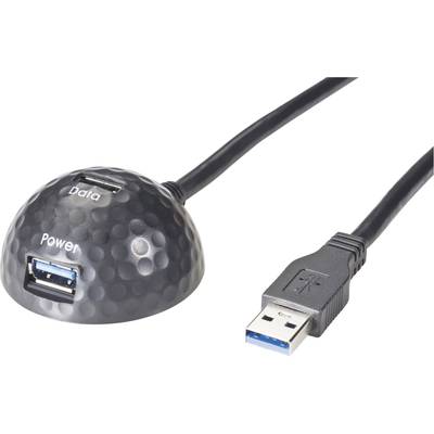 Renkforce USB cable USB 3.2 1st Gen (USB 3.0 / USB 3.1 1st Gen) USB-A plug, USB-A socket 1.80 m Black  RF-4080765