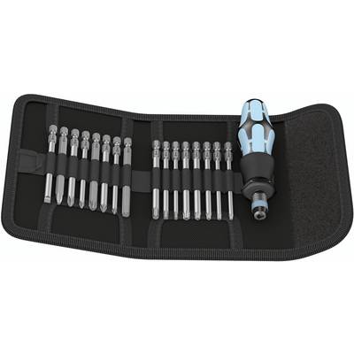 Screwdriver set with various bits and handle, stored in an open case. Ideal for versatile repairs.